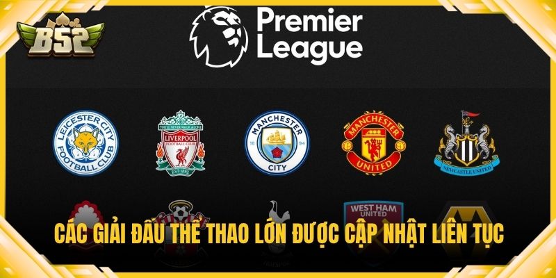 Các giải đấu thể thao lớn được cập nhật liên tục