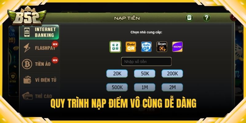 Quy trình nạp điểm vô cùng dễ dàng